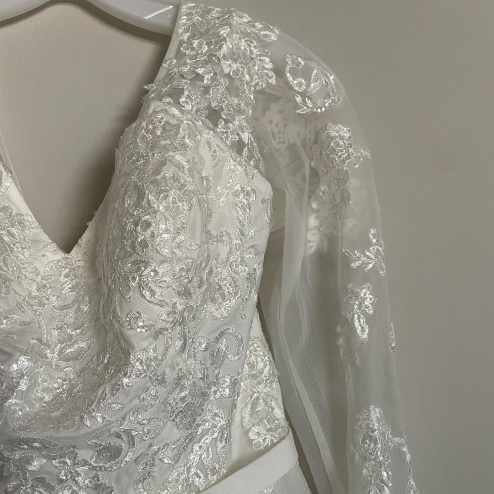 David’s Bridal A-Line, Lace, Long Sleeve Wedding Dress